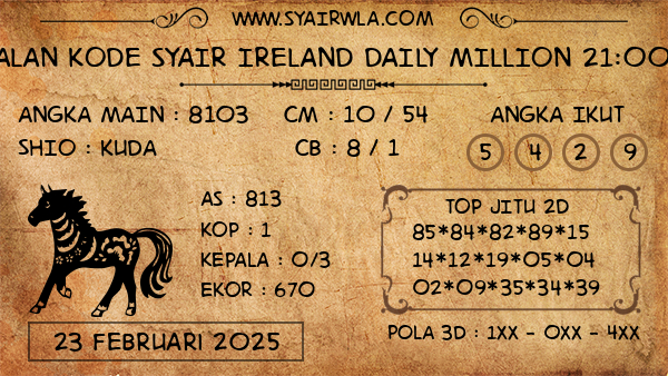 Prediksi Ireland Daily Million 21:00 WIB