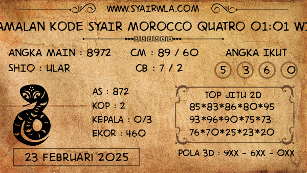 Prediksi Morocco Quatro 01:01 WIB