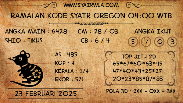 Prediksi Oregon 04:00 WIB